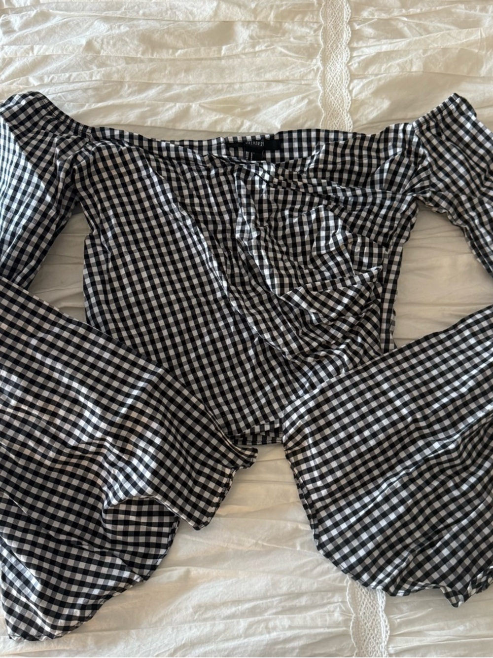 Forever 21 Gingham Off the Shoulder Blouse